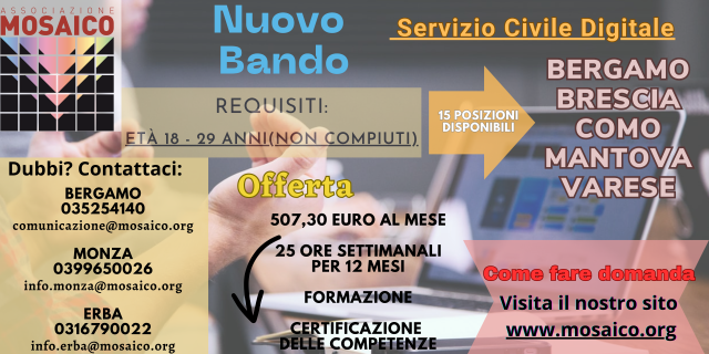 BANDO SERVIZIO CIVILE DIGITALE 2023/2024