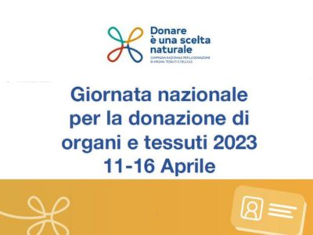 Giornata nazionale per la donazione di organi e tessuti 2023 11-16 Aprile