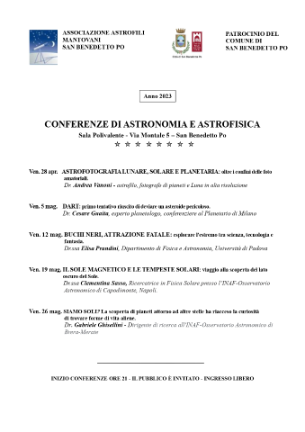 Locandina Conferenze ASTROFILI 2023